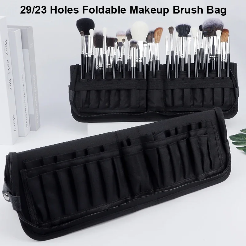 Beauty Makeup Bag - 29/23 Holes Foldable Makeup Brush Bag