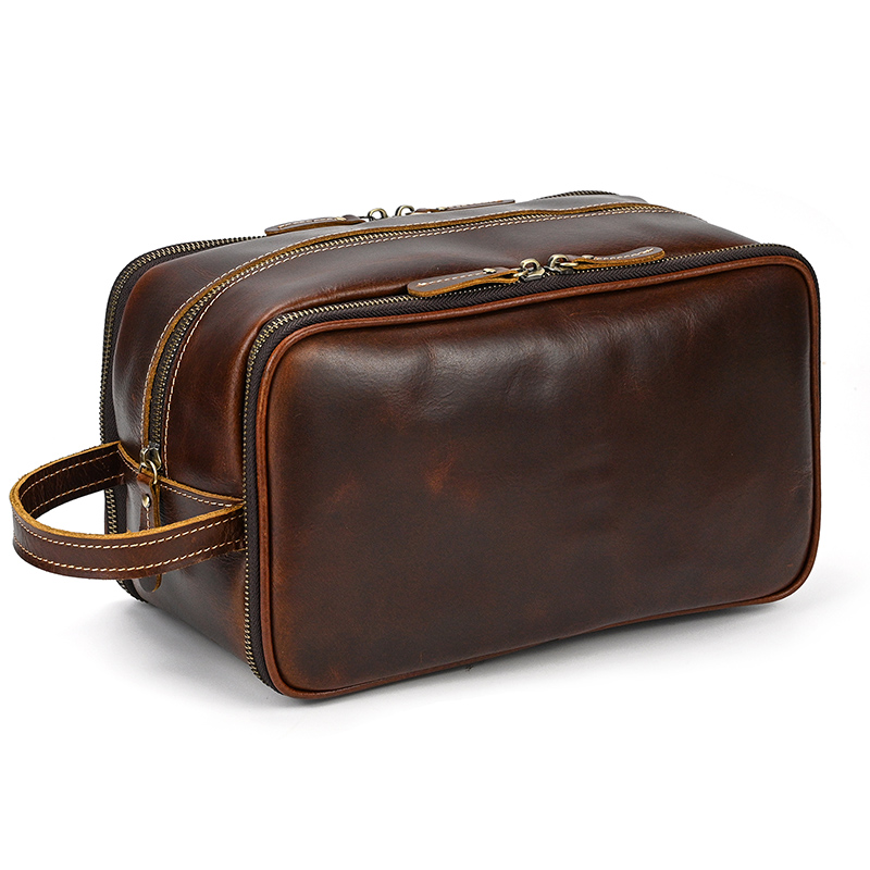 Beauty Makeup Supply - Cowhide Toiletry Bag Men Leather Cosmetic
