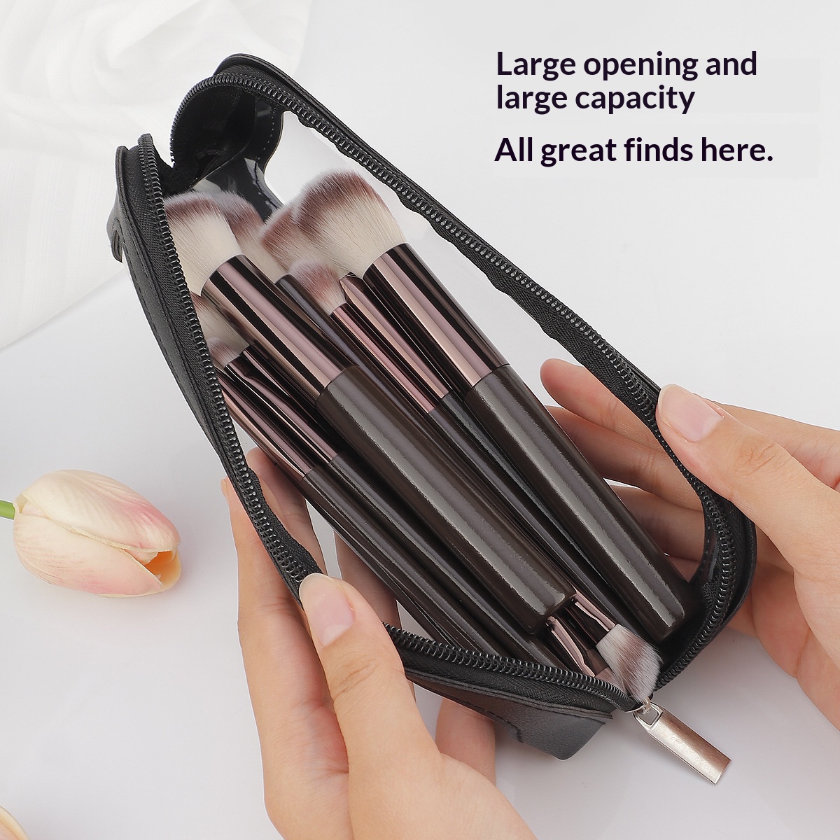 Small Clear PU Leather Travel  - Beauty Makeup Bag recension och pris