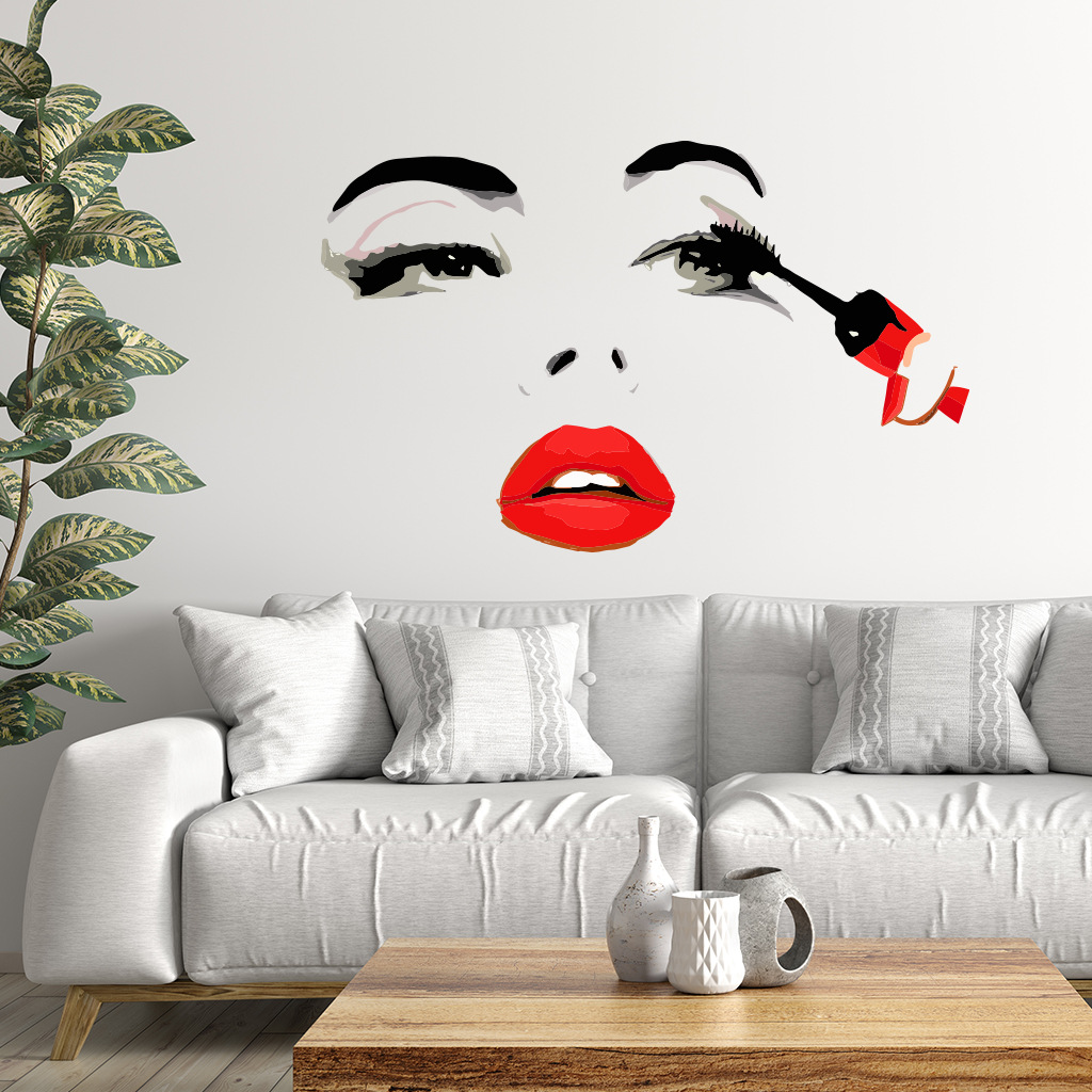 Fashion Female Face Wall Stick - Beauty Makeup Wallpaper recension och pris